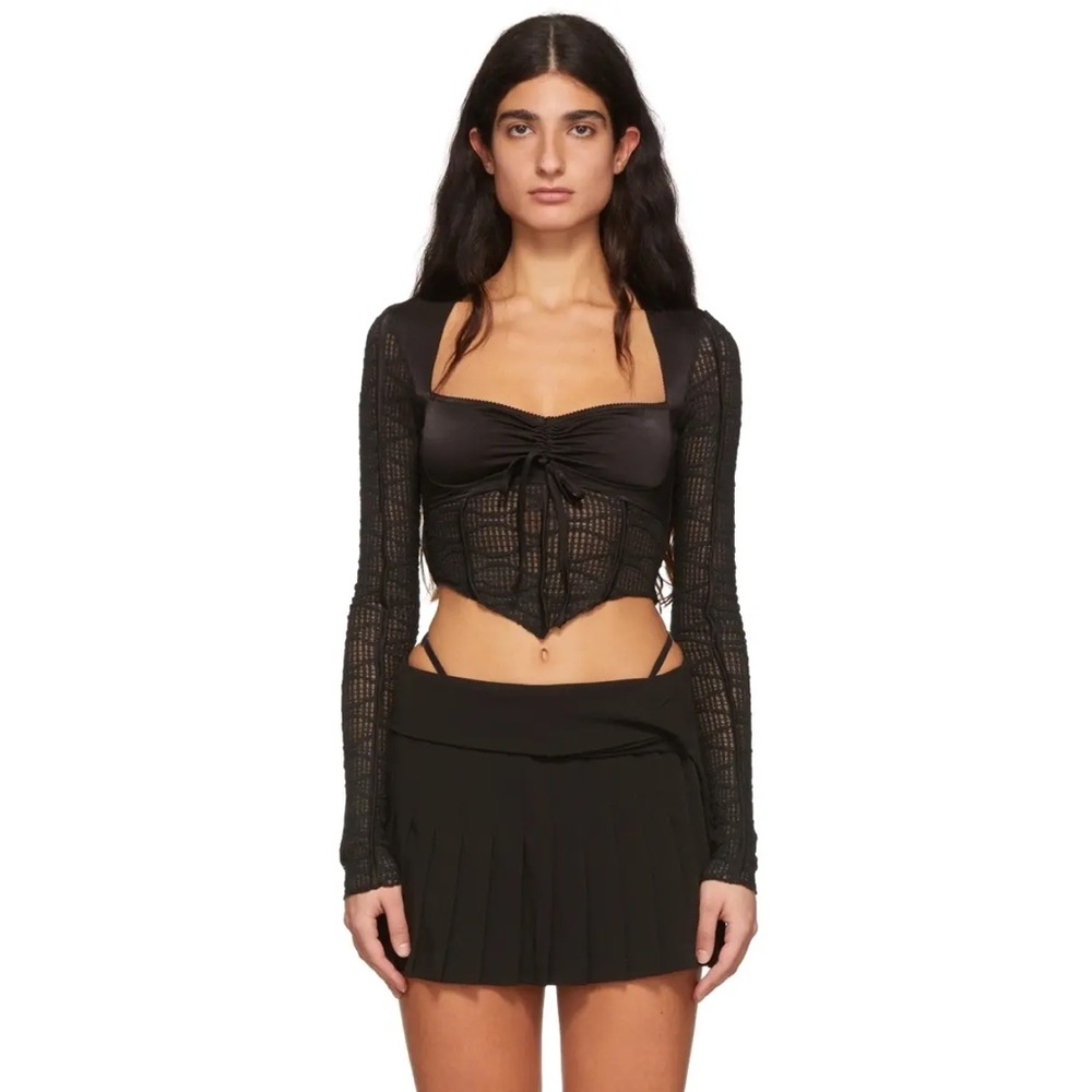 GUIZIO SSENSE wirl Archangel Top in Black Black Long Sleeve corset Top XXL